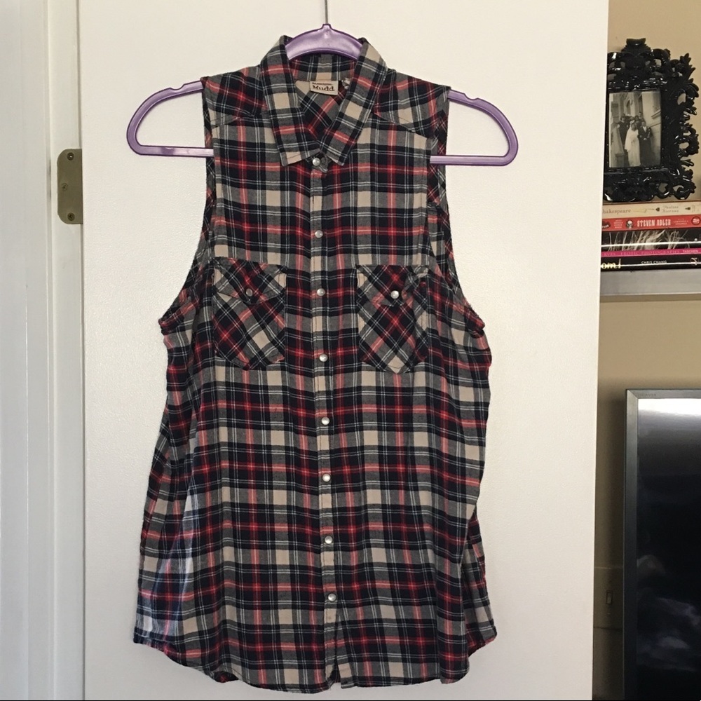 Flannel Button Up Tank Shirt